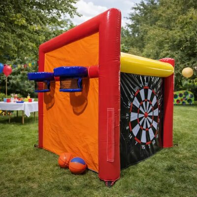 Spielewürfel 4-in-1 | Riesendart, Torwand, Ringe & Basketball