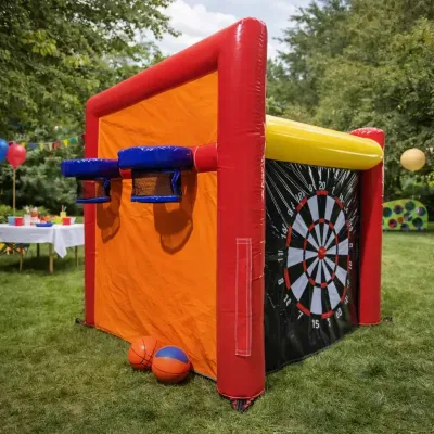 Spielewürfel 4-in-1 | Riesendart, Torwand, Ringe & Basketball - Bild 1