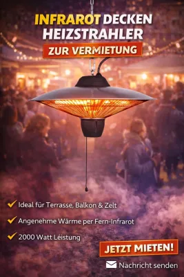 Party Zeltheizung Deckenheizstrahler 1500 W 230Vollt mieten in Niedersachsen - Wendeburg
