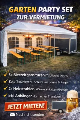 Garten - Party - Set Mieten ( Zelt Anhänger Bierzeltgarnituren ) mieten in Niedersachsen - Wendeburg
